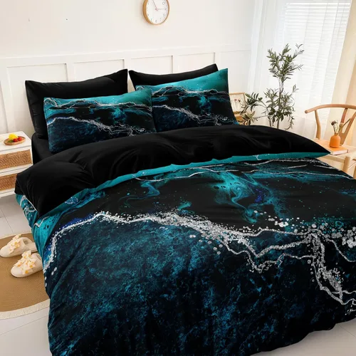 Miniatura 27 de Juego de edredón de sol y luna negro, juego de ropa de cama boho, ropa de cama de galaxia celestial y espacio estrellado, edredón mandala exótico
