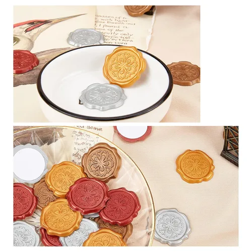 Miniatura 4 de CRASPIRE Calcomanías autoadhesivas de cera, diseño de flores de cerezo, 25 unidades, sellos decorativos, sobre rojo vino para decoración de boda