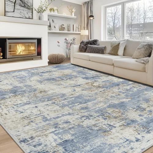 Miniatura 24 de Alfombra lavable de 4 x 6 pies para sala de estar, alfombra grande moderna para comedor y dormitorio, antideslizante, pelo bajo, 4 x 6 pulgadas