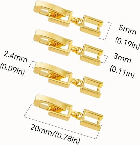 Miniatura 2 de Extensor de pulsera de collar dorado para mujer, 4 cierres plegables de joyería para fabricación de joyas