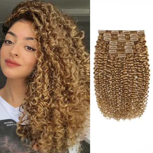 Miniatura 10 de Loxxy Jerry - Extensiones de cabello humano rizado de color negro natural con clip, cabello humano Remy real, 4.23 onzas, 3B 3C, doble trama, cabeza