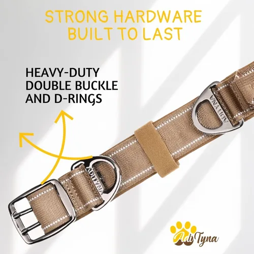 Miniatura 6 de ADITYNA Collar de perro resistente para perros grandes, collar reflectante con asa para entrenar y caminar, ancho, grueso, táctico, acolchado