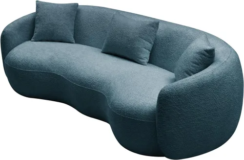 Miniatura 6 de Moderno sofá curvado de 4 asientos en tela transpirable 93.6 pulgadas de ancho elegante sofá de sala de estar con marco de madera maciza