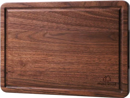 Miniatura 10 de Tabla de cortar de madera de nogal Muso Wood para cocina, tabla de cortar de madera con mango para colgar, tabla cuadrada de pan, pizza, queso