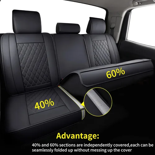 Miniatura 2 de LUCKYMAN CLUB Fundas de asiento de auto para camionetas Tundra 2022-2025 X05-T3-2 solo traseras, para tripulación/tripulación máxima/cabina