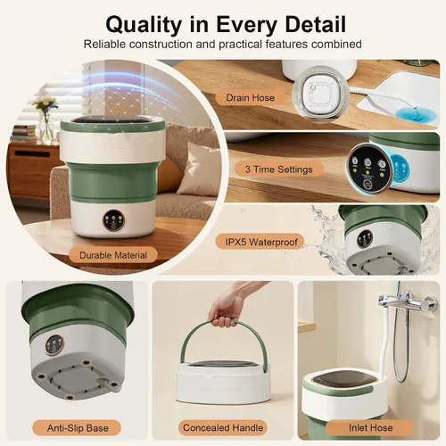 Miniatura 6 de Portable Washing Machine - 20L Mini Foldable Washer with Spin Basket, 3 Cleaning Modes & Deep Cleaning for Small Clothes, Collapsible Laundry for