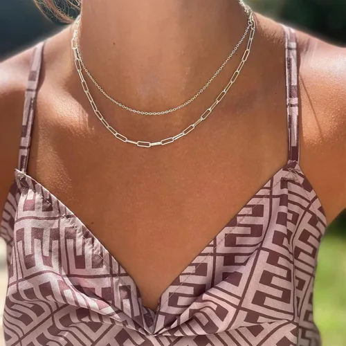 Miniatura 57 de Collares en capas para mujer, chapados en plata, delicada cuerda torcida de serpiente, delicado collar en capas, gargantilla de diferentes