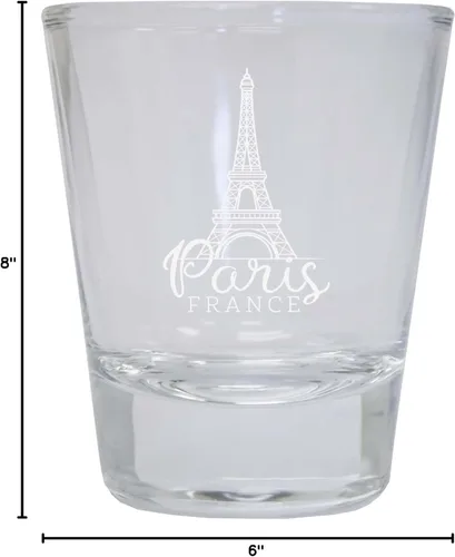 Miniatura 3 de Paris France Souvenir - Vaso de chupito grabado de 1.5 onzas, redondo, transparente, unidad individual Claro Unidad única