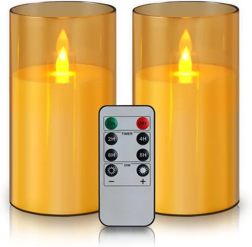 Miniatura 17 de Wemarry - Juego de 3 velas LED sin llama con control remoto, funcionamiento a pilas, pilares acrílicos grises de 4, 5 y 6 pulgadas de alto x 3