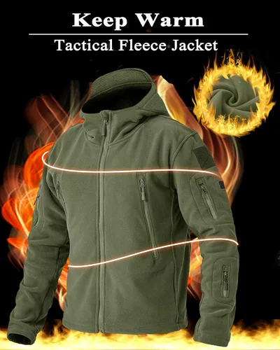 Miniatura 4 de BIYLACLESEN Chaquetas tácticas de forro polar Softshell para hombre con cremallera completa