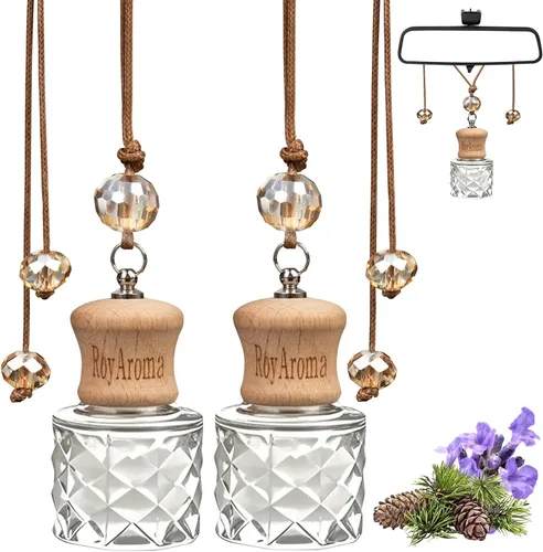 Miniatura 11 de RoyAroma Difusor ambientador ecológico para automóvil, difusor colgante para automóvil, paquete de 2, perfume de aceite esencial natural