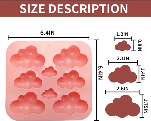 Miniatura 2 de Paquete de 3 moldes de silicona en forma de nube 3D, bandeja antiadherente para cubitos de hielo, molde de fondant para chocolate, dulces, jabón
