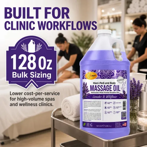 Miniatura 6 de SPA REDI - Aceite de masaje, flor silvestre de lavanda, pedicura profesional de 128 onzas, manicura, terapia de masaje de cuerpo completo con aceite