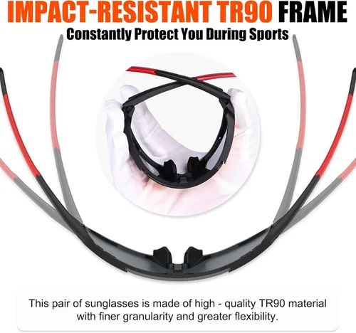 Miniatura 5 de X-TIGER Gafas de sol polarizadas para deportes con 5 lentes intercambiables, gafas de ciclismo para hombres y mujeres, para béisbol, correr, pesca