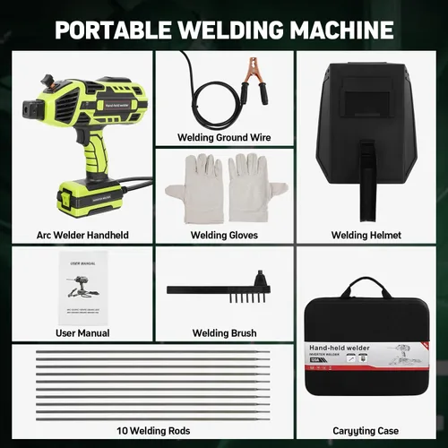 Miniatura 7 de Máquina de soldadura portátil, máquina soldadora de mano de 110 V con inversor IGBT 6 ajuste de corriente variable 20-120 amperios Salida de Verde