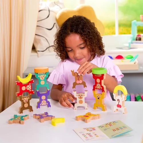 Miniatura 2 de Juguete de monos apilables de madera para niños pequeños - Anillos entrelazados coloridos - Desarrolla habilidades motoras finas y mano