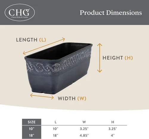 Miniatura 5 de Classic Home and Garden Jardinera Corinthian Trough, 10", Bronce