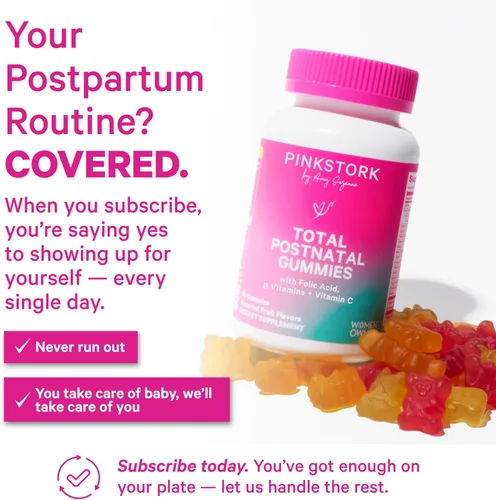 Miniatura 4 de Pink Stork Gomitas Vitamínicas Totales Posnatales - Multivitamínico para la Recuperación Posparto y Apoyo a la Lactancia - Ácido Fólico, B6