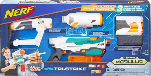 Miniatura 2 de Nerf Modulus Tri-Strike Blaster, Cañón Mega, Lanzacohetes, Cargador, 1 Cohete, Juegos al Aire Libre para Niños (Exclusivo de Amazon)