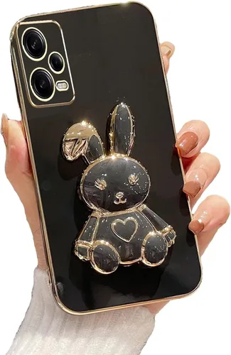 Miniatura 6 de Estuche con soporte de conejo de corazón para Xiaomi Redmi Note 10S, galvanizado suave TPU protector delgado a prueba de golpes con lindo conejito