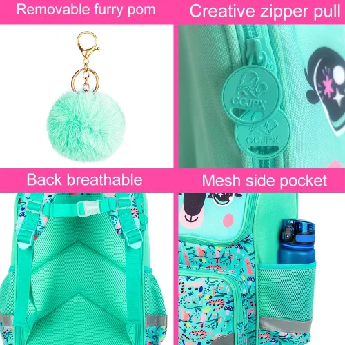 Miniatura 21 de KLFVB Mochila de 3 piezas para niñas y niños, bolsa de libros de dinosaurio de unicornio de 15 pulgadas con lonchera, bolsa escolar preescolar