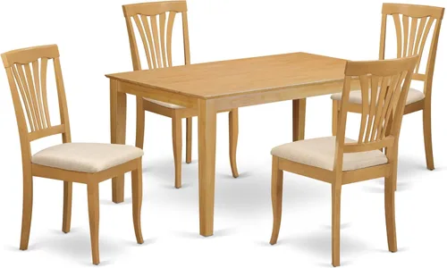 Miniatura 21 de East West Furniture CAAV5-LWH-W - Juego de muebles de comedor de 5 piezas, incluye una mesa de comedor rectangular y 4 sillas de asiento de madera