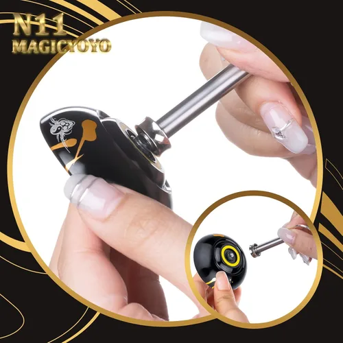Miniatura 6 de MAGICYOYO N11 Yoyo N11 - Bola profesional Yoyo N11 de aleación de doble propósito (negro con dorado) con saco, guante, 12 cuerdas Yoyo y kit
