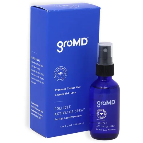 Miniatura 3 de GroMD Folículo activador en aerosol y champú estimulante del crecimiento del cabello y acondicionador – Biotina, aceite de argán, péptidos de cobre