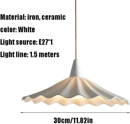 Miniatura 2 de Lámpara colgante de hoja de loto blanca del norte de Europa, lámpara colgante de cerámica y porcelana, luz de techo con pintura de alta temperatura