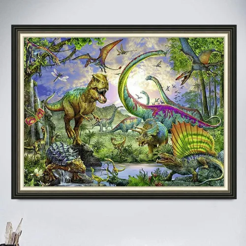 Miniatura 9 de RUIFVJ Pintura artística de diamante para adultos y niños, kits de diamantes 5D para principiantes, bricolaje, dinosaurio, taladro completo, arte