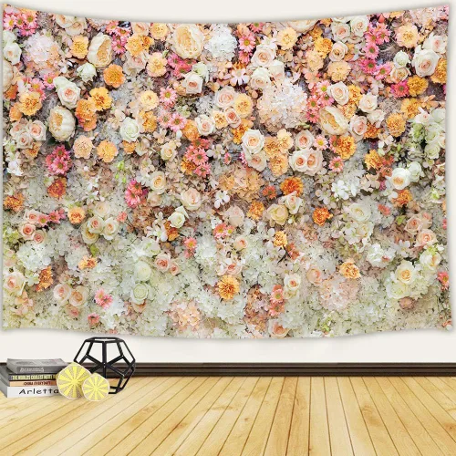 Miniatura 6 de JAWO Alfombra Floral de Sakura Rosa, Tapiz para Colgar en la Pared, Árbol de Flores de Cerezo en Primavera, para Dormitorio, Sala de Estar