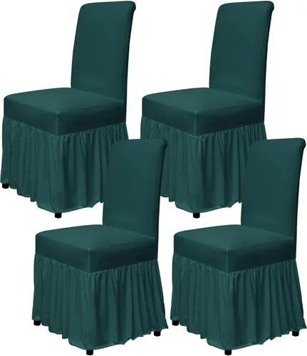 Miniatura 39 de molasofa Juego de 6 fundas para sillas de comedor, fundas elásticas para sillas con falda para cocina, protectores de asiento de cocina, decoración