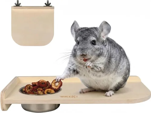 Miniatura 7 de Chinchilla - Juego de plataforma de madera, repisas de jaula de chinchilla, accesorios de jaula de animales pequeños para hámsters planeadores