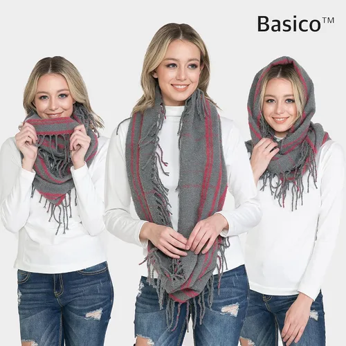 Miniatura 3 de BASICO Bufandas de otoño e invierno para mujer, bufanda infinita a cuadros para clima frío