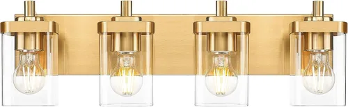 Miniatura 17 de Lámparas de baño, lámpara de tocador moderna de 4 luces con pantalla en forma de copa de vino de vidrio transparente, accesorios de iluminación Negro
