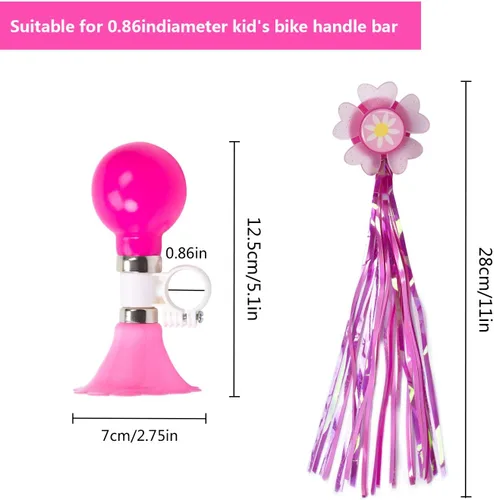 Miniatura 8 de Bocina de bicicleta para niños, campana de bicicleta para niños con 2 asas de bicicleta, accesorios de bicicleta para niñas o niños (rosa)