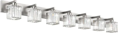 Miniatura 12 de Aipsun Accesorios de Luz Negros para Tocador de Baño Lámpara de Tocador Moderna de Cristal para Baño 4 Luces (Excluye Bombilla)