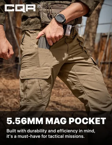 Miniatura 6 de CQR - Pantalones tácticos tipo cargo para hombre, tejido anti-rasgaduras, resistentes al agua, ligeros, para uso diario, trabajo, senderismo