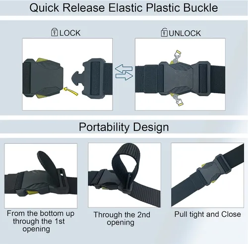 Miniatura 3 de Stretch Tactical Belt,Elastic Mens Belt with Quick Release,1.5" Work Belt for Casual,Hiking,Outdoors,47.24inch