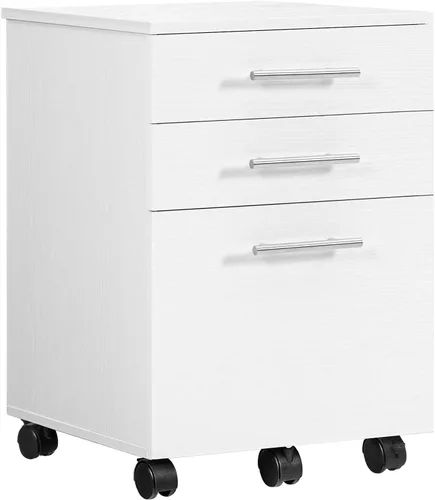 Miniatura 11 de HOOBRO Archivador de 3 cajones, archivador de madera debajo del escritorio, se adapta a tamaño A4/carta para oficina en casa, cajonera pequeña