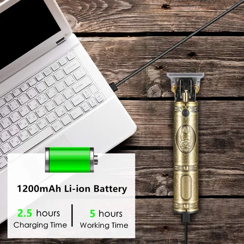 Miniatura 5 de Máquina eléctrica de corte de pelo con bajo ruido recargable JM700AL corte de cierre inalámbrico T Blade Hair Trimmer hombres, dorado, 20X11X5.2.0 in