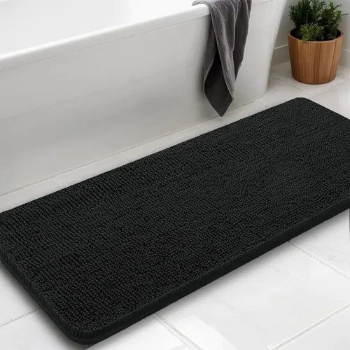 Miniatura 20 de Alfombras de baño en forma de U, alfombras de baño de felpilla súper absorbentes y respaldo antideslizante de PVC fuerte para inodoros, lavables a