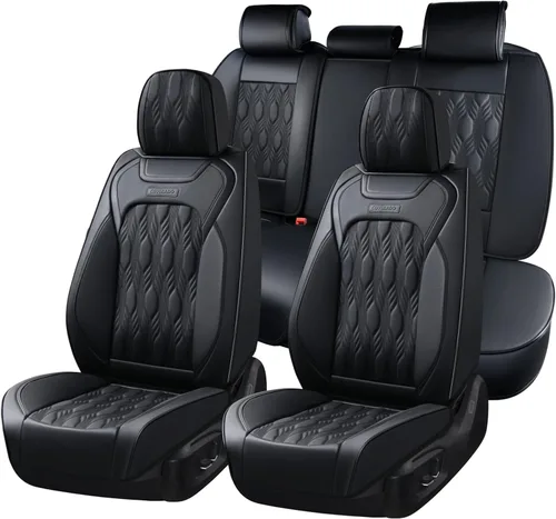Miniatura 14 de Coverado Juego Completo de Fundas de Asiento de Automóvil, Fundas de Asiento de Cuero de Lujo para Delantero y Trasero, Fundas de Asiento En