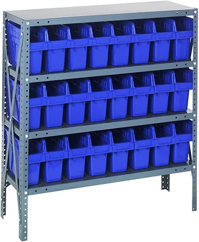 Miniatura 355 de Quantum QSBU-245BK Heavy Duty Shelving Unit with (7) Shelves and (24) QUS245 Black Bins for Garage Warehouse Storage Distribution 400 lb Load