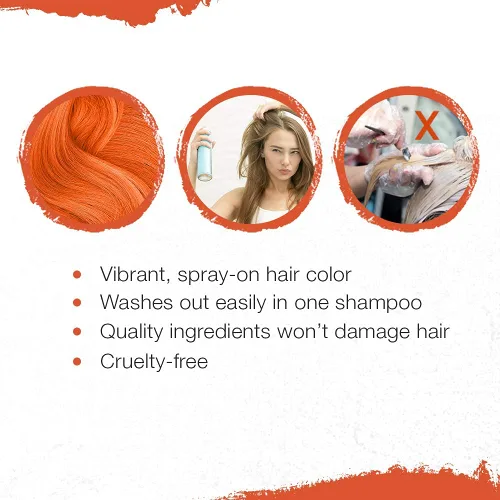 Miniatura 5 de Punky - Spray de color temporal para el cabello – naranja tigre, tinte temporal vívido al instante para mujeres, se lava, spray