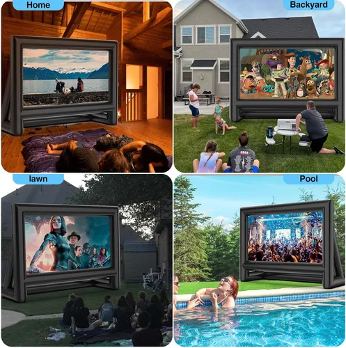 Miniatura 7 de Estgora Pantalla de cine inflable de 24 pies, pantalla de proyector inflable para exteriores, pantalla de proyector inflable con soplador de aire