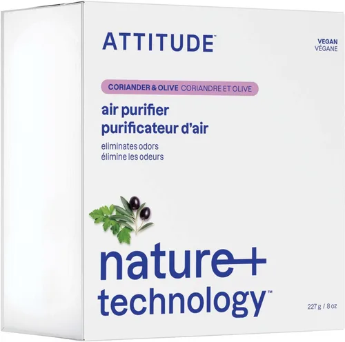 ATTITUDE Eliminador de olores con carbón activado, purificador de aire a base de plantas, vegano, cilantro y oliva, 8 onzas