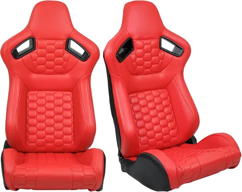 Miniatura 10 de FREEMOTOR802 Asientos Universales de Carreras, Asientos Deportivos Reclinables con Deslizadores de Doble Bloqueo Ajustables, 1 Par