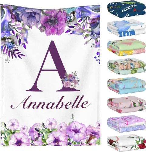 Miniatura 12 de Manta personalizada con nombre para niños y adultos, mantas personalizadas para niñas y niños, manta de franela personalizada con nombre