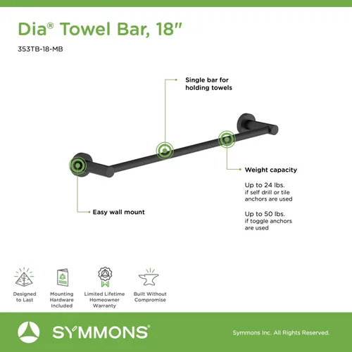Miniatura 6 de Symmons 35AC3BUNDLEMB - Juego de accesorios de baño de pared de 3 piezas, color negro mate Mate negro